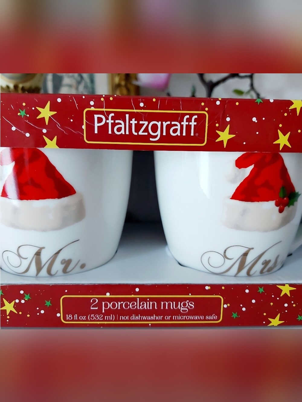 NEW Mr & Mrs Holiday Mug Set - Pfaltzgraff